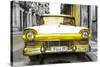 Cuba Fuerte Collection - Old Ford Yellow Car-Philippe Hugonnard-Stretched Canvas