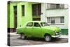 Cuba Fuerte Collection - Old Green Car in the Streets of Havana-Philippe Hugonnard-Stretched Canvas
