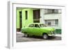 Cuba Fuerte Collection - Old Green Car in the Streets of Havana-Philippe Hugonnard-Framed Photographic Print