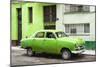 Cuba Fuerte Collection - Old Green Car in the Streets of Havana-Philippe Hugonnard-Mounted Photographic Print