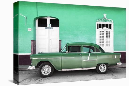 Cuba Fuerte Collection - Old Green Car-Philippe Hugonnard-Stretched Canvas