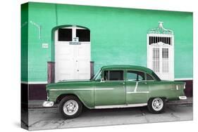 Cuba Fuerte Collection - Old Green Car-Philippe Hugonnard-Stretched Canvas