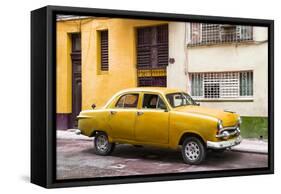 Cuba Fuerte Collection - Old Orange Car in the Streets of Havana-Philippe Hugonnard-Framed Stretched Canvas