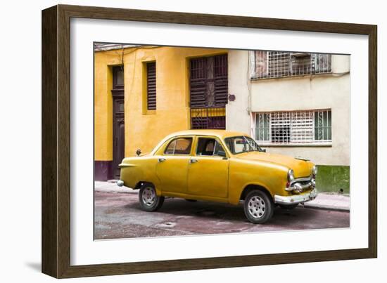 Cuba Fuerte Collection - Old Orange Car in the Streets of Havana-Philippe Hugonnard-Framed Photographic Print