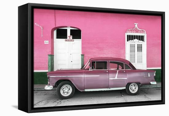 Cuba Fuerte Collection - Old Pink Car-Philippe Hugonnard-Framed Stretched Canvas