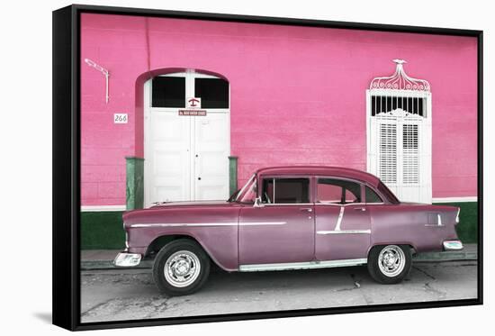 Cuba Fuerte Collection - Old Pink Car-Philippe Hugonnard-Framed Stretched Canvas