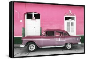 Cuba Fuerte Collection - Old Pink Car-Philippe Hugonnard-Framed Stretched Canvas