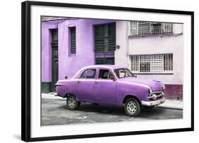 Cuba Fuerte Collection - Old Purple Car in the Streets of Havana-Philippe Hugonnard-Framed Photographic Print