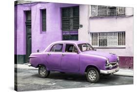 Cuba Fuerte Collection - Old Purple Car in the Streets of Havana-Philippe Hugonnard-Stretched Canvas