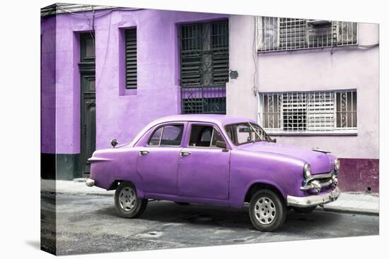 Cuba Fuerte Collection - Old Purple Car in the Streets of Havana-Philippe Hugonnard-Stretched Canvas