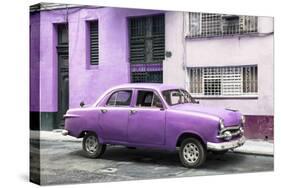 Cuba Fuerte Collection - Old Purple Car in the Streets of Havana-Philippe Hugonnard-Stretched Canvas