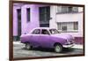 Cuba Fuerte Collection - Old Purple Car in the Streets of Havana-Philippe Hugonnard-Framed Photographic Print