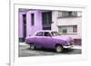 Cuba Fuerte Collection - Old Purple Car in the Streets of Havana-Philippe Hugonnard-Framed Photographic Print