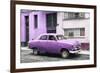 Cuba Fuerte Collection - Old Purple Car in the Streets of Havana-Philippe Hugonnard-Framed Photographic Print