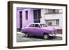 Cuba Fuerte Collection - Old Purple Car in the Streets of Havana-Philippe Hugonnard-Framed Photographic Print