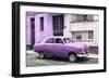 Cuba Fuerte Collection - Old Purple Car in the Streets of Havana-Philippe Hugonnard-Framed Photographic Print