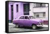 Cuba Fuerte Collection - Old Purple Car in the Streets of Havana-Philippe Hugonnard-Framed Stretched Canvas