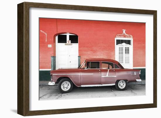 Cuba Fuerte Collection - Old Red Car-Philippe Hugonnard-Framed Photographic Print