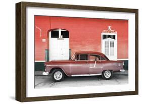 Cuba Fuerte Collection - Old Red Car-Philippe Hugonnard-Framed Photographic Print