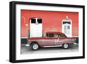 Cuba Fuerte Collection - Old Red Car-Philippe Hugonnard-Framed Photographic Print