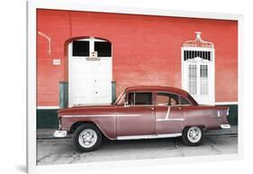 Cuba Fuerte Collection - Old Red Car-Philippe Hugonnard-Framed Photographic Print