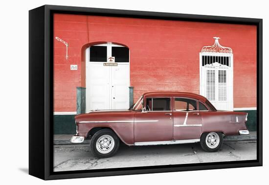 Cuba Fuerte Collection - Old Red Car-Philippe Hugonnard-Framed Stretched Canvas