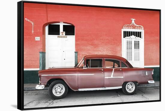 Cuba Fuerte Collection - Old Red Car-Philippe Hugonnard-Framed Stretched Canvas