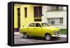 Cuba Fuerte Collection - Old Yellow Car in the Streets of Havana-Philippe Hugonnard-Framed Stretched Canvas