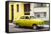Cuba Fuerte Collection - Old Yellow Car in the Streets of Havana-Philippe Hugonnard-Framed Stretched Canvas