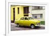 Cuba Fuerte Collection - Old Yellow Car in the Streets of Havana-Philippe Hugonnard-Framed Photographic Print