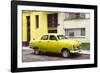 Cuba Fuerte Collection - Old Yellow Car in the Streets of Havana-Philippe Hugonnard-Framed Photographic Print