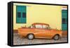 Cuba Fuerte Collection - Orange Classic Car in Trinidad-Philippe Hugonnard-Framed Stretched Canvas