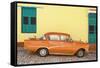 Cuba Fuerte Collection - Orange Classic Car in Trinidad-Philippe Hugonnard-Framed Stretched Canvas