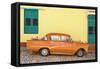 Cuba Fuerte Collection - Orange Classic Car in Trinidad-Philippe Hugonnard-Framed Stretched Canvas