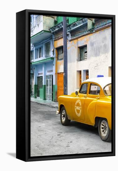 Cuba Fuerte Collection - Orange Taxi Car in Havana-Philippe Hugonnard-Framed Stretched Canvas