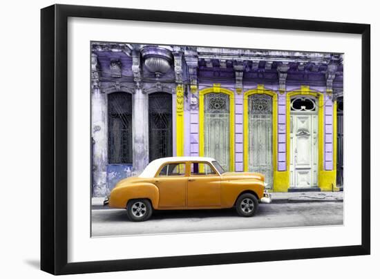 Cuba Fuerte Collection - Orange Vintage Car in Havana-Philippe Hugonnard-Framed Photographic Print