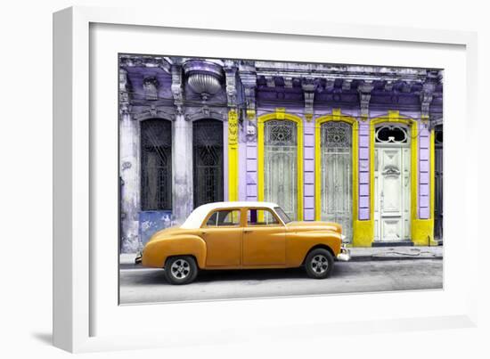 Cuba Fuerte Collection - Orange Vintage Car in Havana-Philippe Hugonnard-Framed Photographic Print