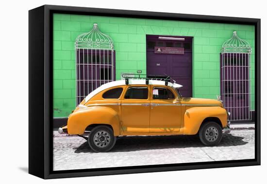 Cuba Fuerte Collection - Orange Vintage Car-Philippe Hugonnard-Framed Stretched Canvas