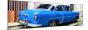 Cuba Fuerte Collection Panoramic - American Classic Blue Car-Philippe Hugonnard-Mounted Photographic Print