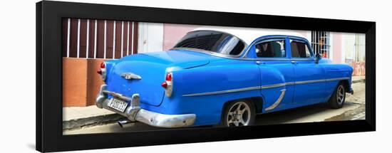 Cuba Fuerte Collection Panoramic - American Classic Blue Car-Philippe Hugonnard-Framed Premium Photographic Print
