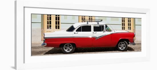 Cuba Fuerte Collection Panoramic - American Classic Car Red & White-Philippe Hugonnard-Framed Photographic Print