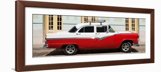 Cuba Fuerte Collection Panoramic - American Classic Car Red & White-Philippe Hugonnard-Framed Photographic Print