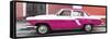 Cuba Fuerte Collection Panoramic - American Classic Car White and Dark Pink-Philippe Hugonnard-Framed Stretched Canvas