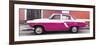 Cuba Fuerte Collection Panoramic - American Classic Car White and Dark Pink-Philippe Hugonnard-Framed Photographic Print