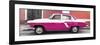 Cuba Fuerte Collection Panoramic - American Classic Car White and Dark Pink-Philippe Hugonnard-Framed Photographic Print