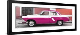 Cuba Fuerte Collection Panoramic - American Classic Car White and Dark Pink-Philippe Hugonnard-Framed Photographic Print