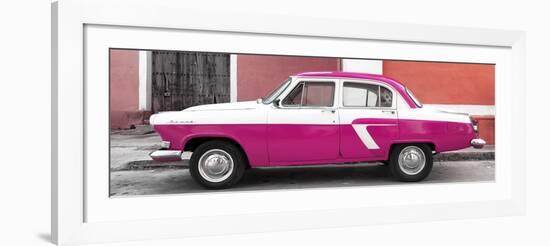 Cuba Fuerte Collection Panoramic - American Classic Car White and Dark Pink-Philippe Hugonnard-Framed Photographic Print