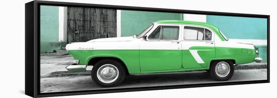 Cuba Fuerte Collection Panoramic - American Classic Car White and Green-Philippe Hugonnard-Framed Stretched Canvas