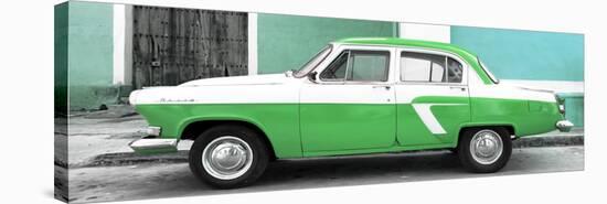 Cuba Fuerte Collection Panoramic - American Classic Car White and Green-Philippe Hugonnard-Stretched Canvas