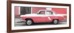 Cuba Fuerte Collection Panoramic - American Classic Car White and Pink-Philippe Hugonnard-Framed Photographic Print
